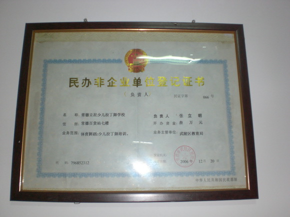 民办非企业单位登记证书